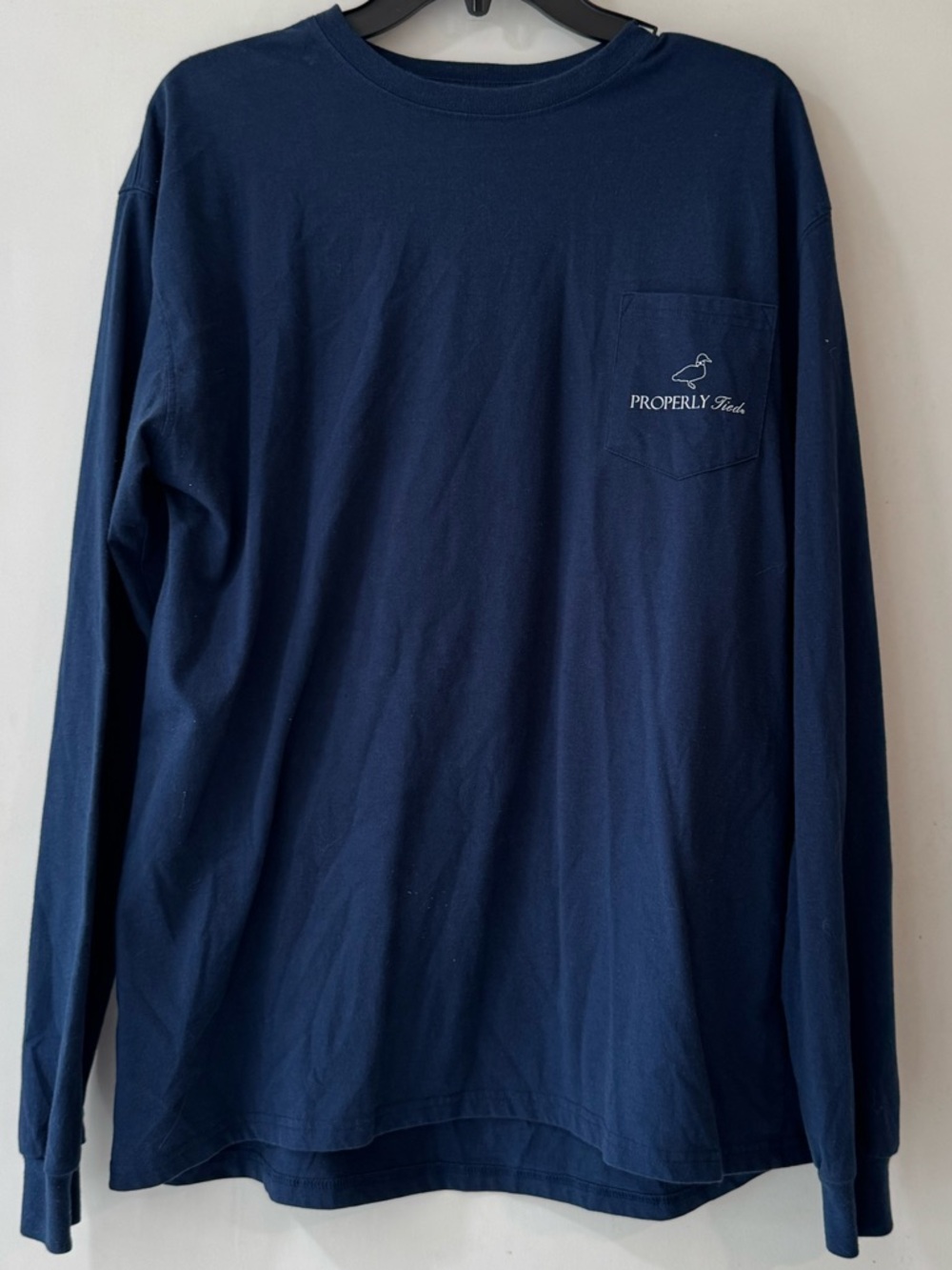 Properly Tied Men’s Long Sleeve Tee - Navy with Teal Graphic - Picture 2 of 3